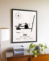 Bryant Army Airfield aviation wall décor in black wood frame