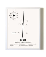 Seminole Lake Gliderport airport map poster in oak frame