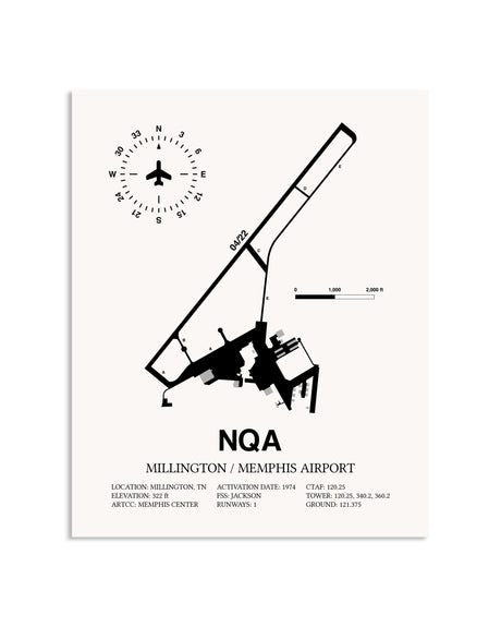 Gray Millington / Memphis Airport framed poster displayed in an airplane hangar