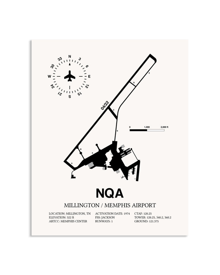 Gray Millington / Memphis Airport framed poster displayed in an airplane hangar