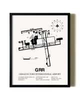 Framed Gerald R. Ford International Airport wall art poster in black frame