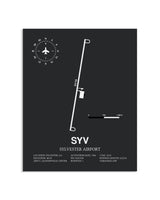 Gray Framed Sylvester Airport layout wall art poster