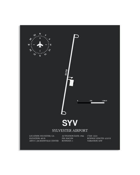 Gray Framed Sylvester Airport layout wall art poster