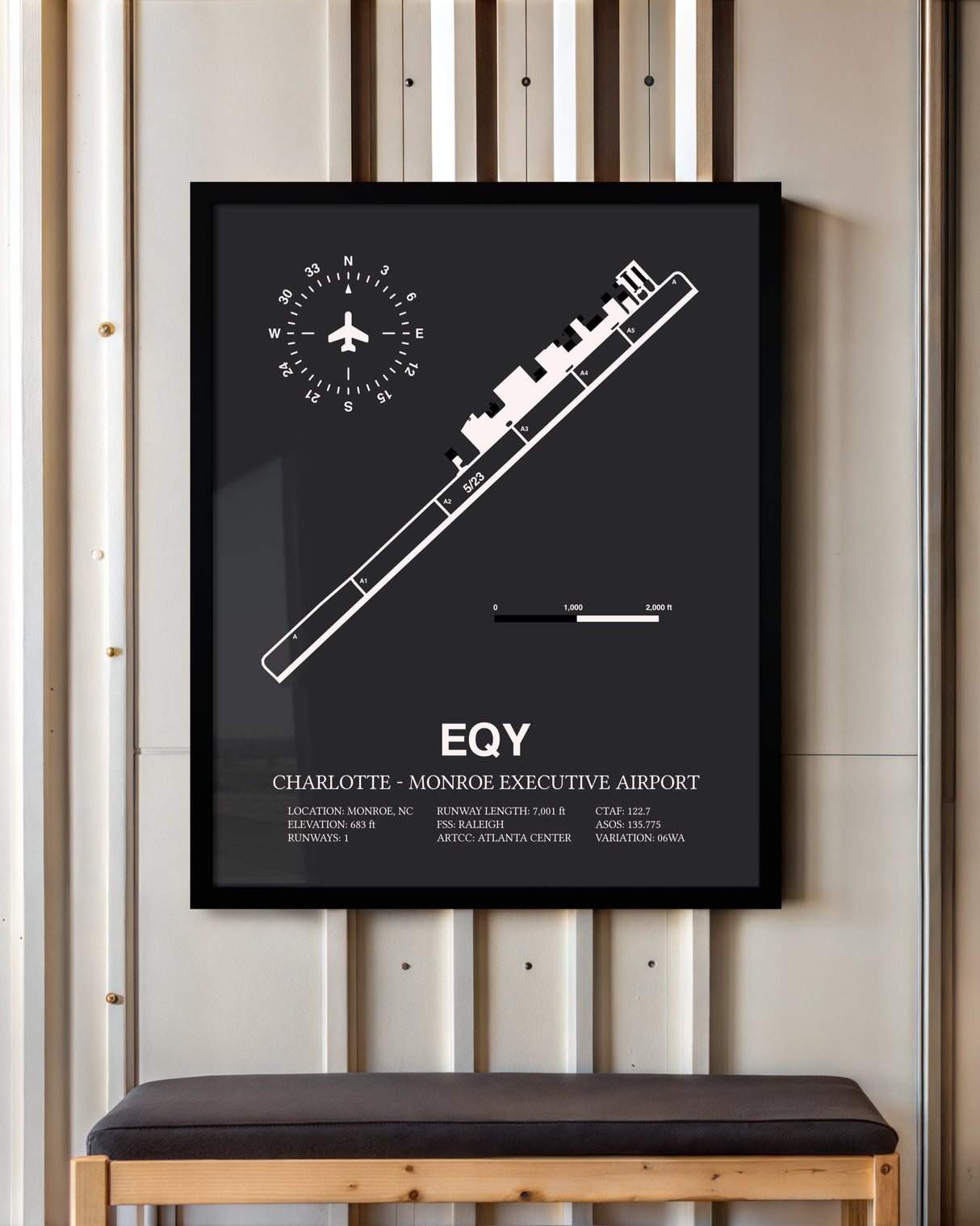 Frame color options for Charlotte-Monroe Executive Airport Wall Art