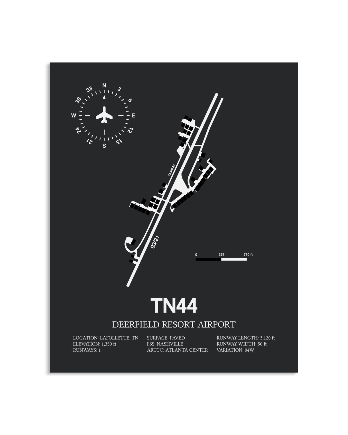 Gray Framed Deerfield Resort Airport layout wall art poster