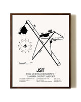 John Murtha Johnstown / Cambria County Airport aviation print in walnut frame