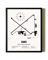 Framed Smith Field Airport wall art poster in black frame