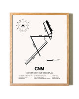 Cavern City Air Terminal framed print in natural wood frame