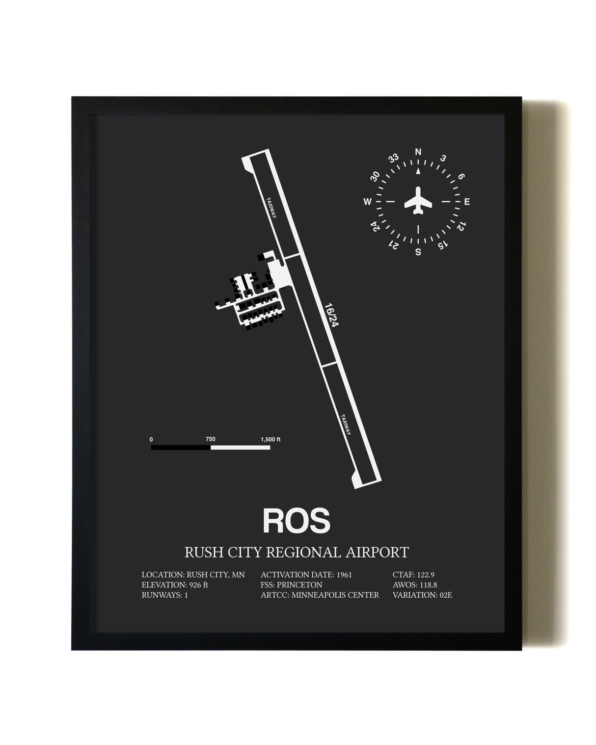 Unframed Rush City Regional Airport map print poster