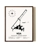 Millington / Memphis Airport aviation print in walnut frame
