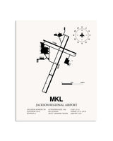 Gray Jackson Regional Airport framed poster displayed in an airplane hangar