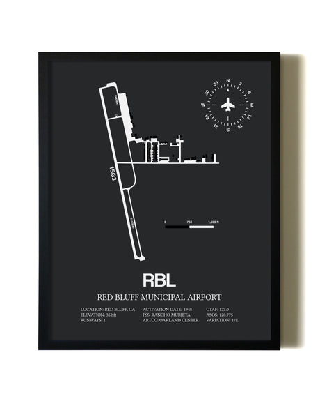 Unframed Red Bluff Municipal Airport map print poster