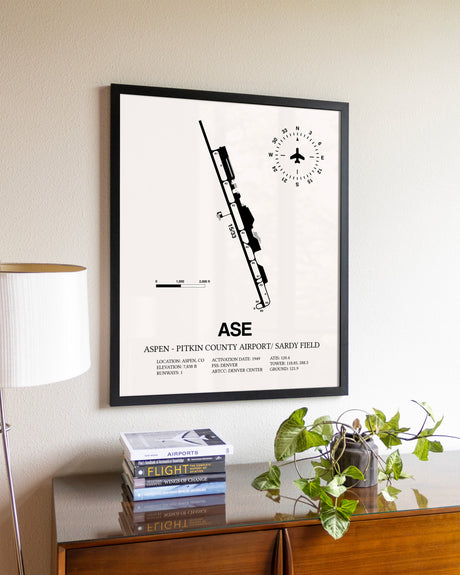 Aspen-Pitkin County Airport / Sardy Field aviation wall décor in black wood frame