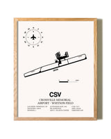 Crossville Memorial Airport-Whitson Field framed print in natural wood frame