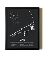 Unframed Northeast Alabama Regional Airport map print poster