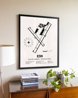 Easton Airport / Newnam Field aviation wall décor in black wood frame