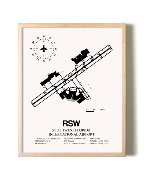 Southwest Florida International Airport framed wall art in white frame