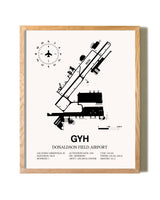 Donaldson Field Airport framed print in natural wood frame