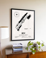 Birchwood Airport aviation wall décor in black wood frame
