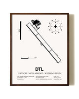 Detroit Lakes Airport-Wething Field aviation print in walnut frame