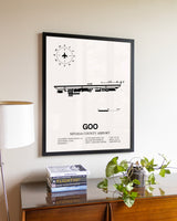 Nevada County Airport aviation wall décor in black wood frame