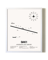 Anderson Lake Airport airport map poster in oak frame