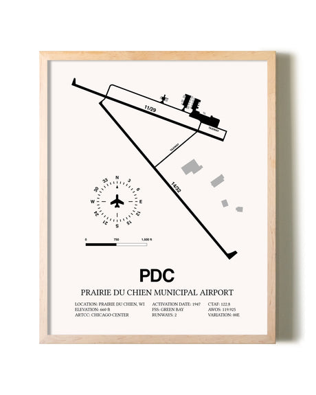 Prairie Du Chien Municipal Airport framed wall art in white frame