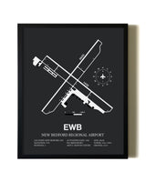 Unframed New Bedford Regional Airport map print poster