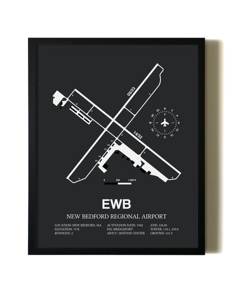 Unframed New Bedford Regional Airport map print poster
