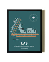 Green Harry Reid International Airport aviation wall décor in black wood frame