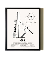 Framed Gainesville Municipal Airport wall art poster in black frame
