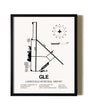 Framed Gainesville Municipal Airport wall art poster in black frame