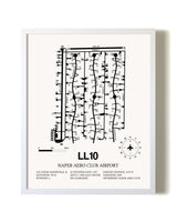 Naper Aero Club Airport airport map poster in oak frame