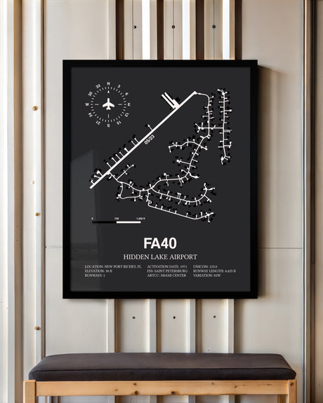 Frame color options for Hidden Lake Airport Wall Art
