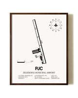 Zelienople Municipal Airport aviation print in walnut frame