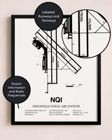 Framed Kingsville Naval Air Station layout wall art poster