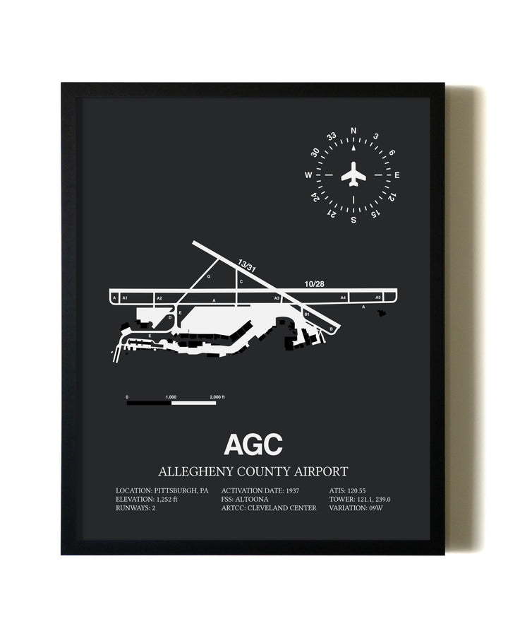 Unframed Allegheny County Airport map print poster