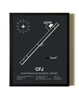 Unframed Crawfordsville Regional Airport map print poster