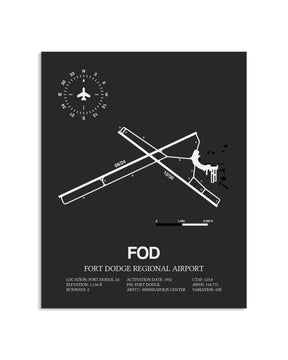 Gray Framed Fort Dodge Regional Airport layout wall art poster