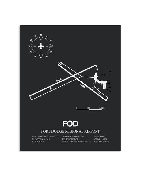 Gray Framed Fort Dodge Regional Airport layout wall art poster
