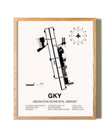 Arlington Municipal Airport framed print in natural wood frame