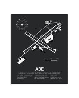 Gray Framed Lehigh Valley International Airport layout wall art poster