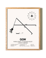 Wokal Field / Glasgow-Valley County Airport framed print in natural wood frame