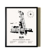 Framed Hollywood Burbank Airport wall art poster in black frame