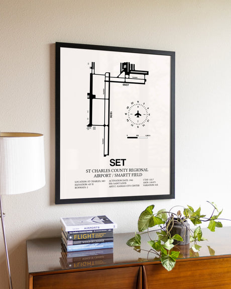 St. Charles County Regional Airport / Smartt Field aviation wall décor in black wood frame