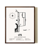 Altus Air Force Base aviation print in walnut frame