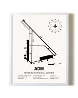 Ardmore Municipal Airport airport map poster in oak frame