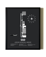 Unframed Auburn Municipal Airport map print poster