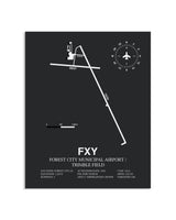 Gray Framed Forest City Municipal Airport / Trimble Field layout wall art poster