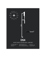 Gray Framed West Fargo Municipal Airport layout wall art poster
